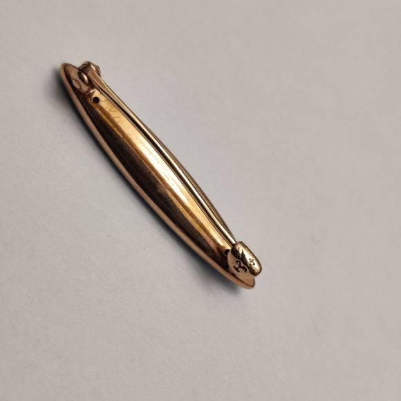 Antique Solid 14K Yellow Gold Pin Brooch signed Krementz Sea Seed Pearls Enamel - Picture 4 of 9